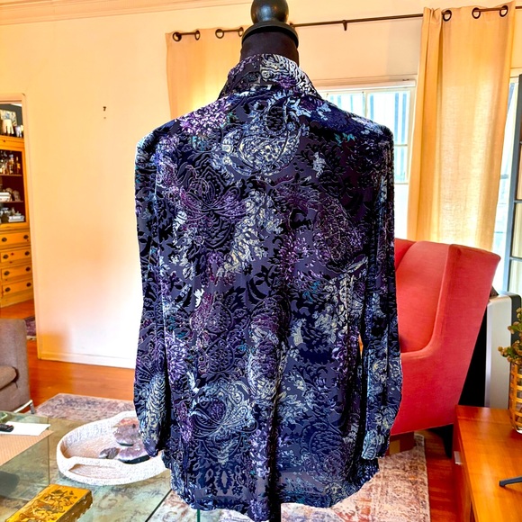 Velvet Burnout Cowl Neck Top XL - Picture 2 of 6